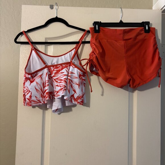 NWOT Women's Tankini Set Hanky Hem Top Swim Shorts Bikini Set Swimsuit SZ M - Picture 6 of 9